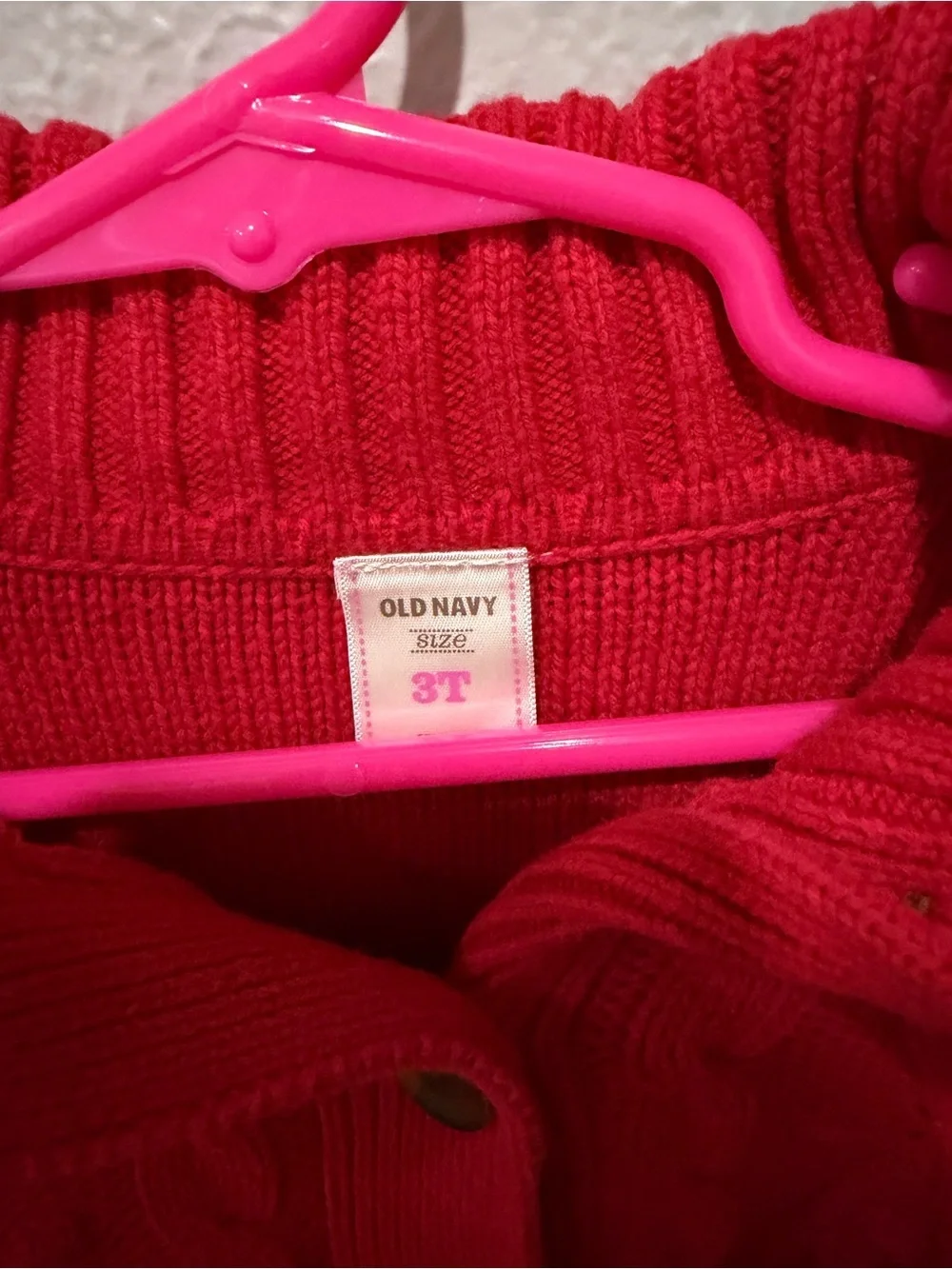 Old Navy Girls' Bright Red Cable Knit Button Cardigan with Tie Vintage Y2K